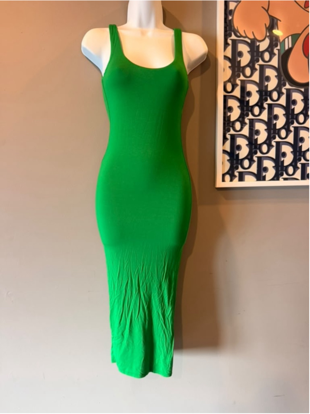 Fashion Nova Green Basic Midi Bodycon Dress Size Small